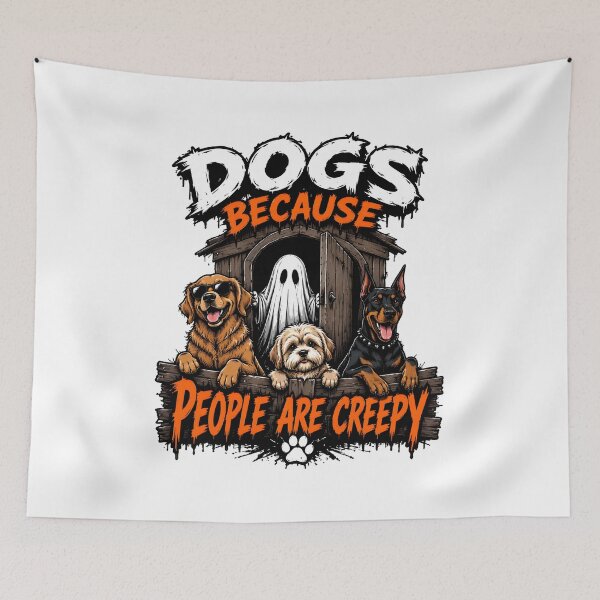 Item preview, Dogs Because People Are Creepy Halloween Ghost Bats designed and sold by Dmo3HarkoArt.