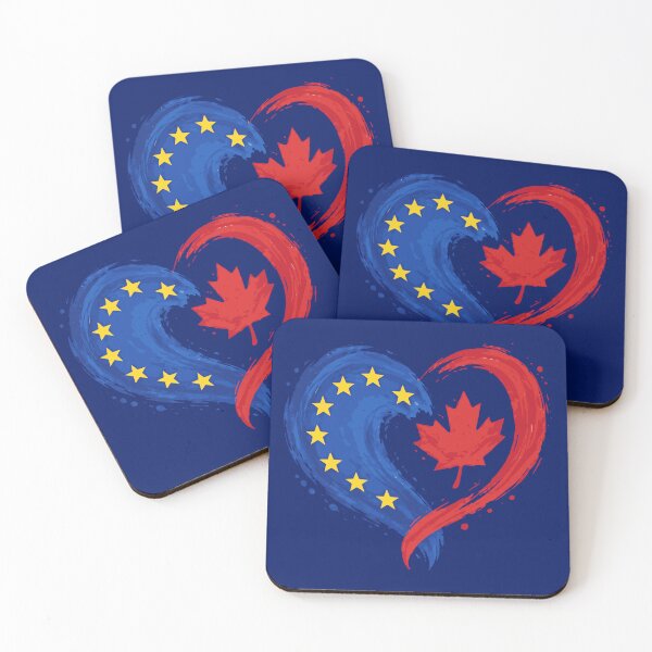 Item preview, European Union Canada Heart - Maple Leaf Heart - EU Canadian Flag Inspired Design designed and sold by RR-Arts.