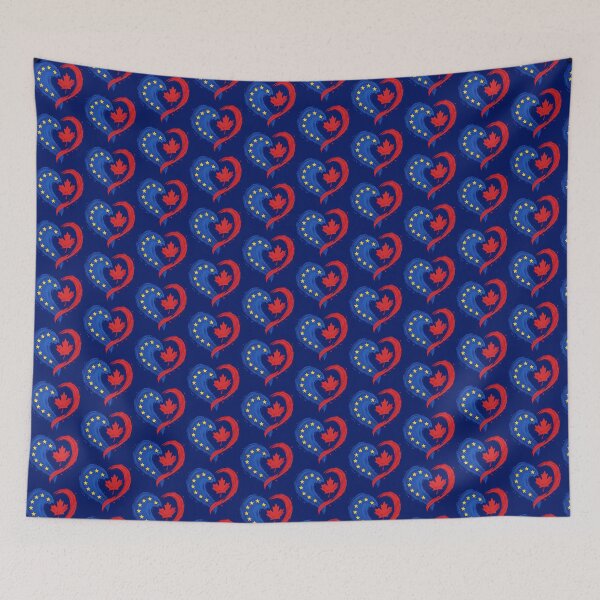 Item preview, European Union Canada Heart - Maple Leaf Heart - EU Canadian Flag Inspired Design designed and sold by RR-Arts.