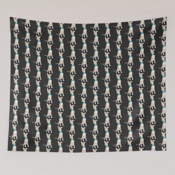 Item preview, Adorable Italian Greyhound Fawn with Bright Teal Bow Illustration designed and sold by IseeRobots.