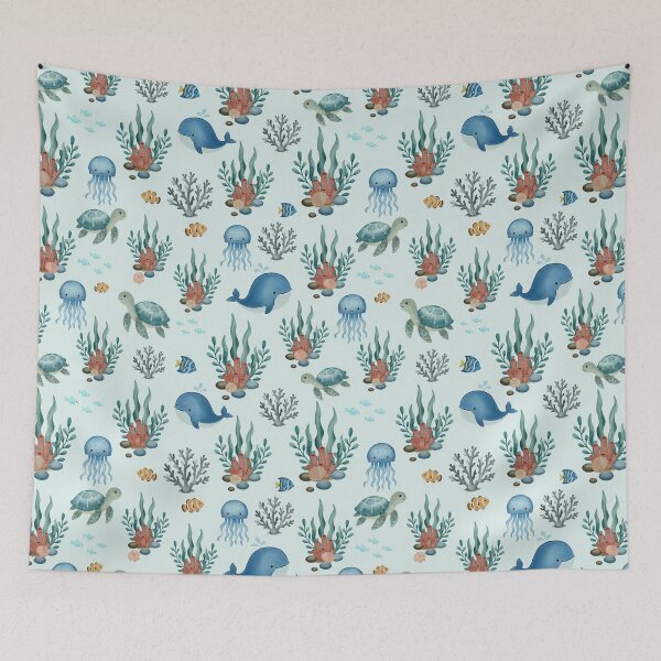 Item preview, Whimsical Ocean Friends Seamless Pattern designed and sold by SheHood.