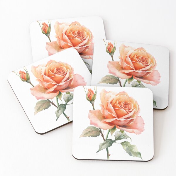 Item preview, Peach Rose Watercolor Illustration designed and sold by Nela-&-Lena.