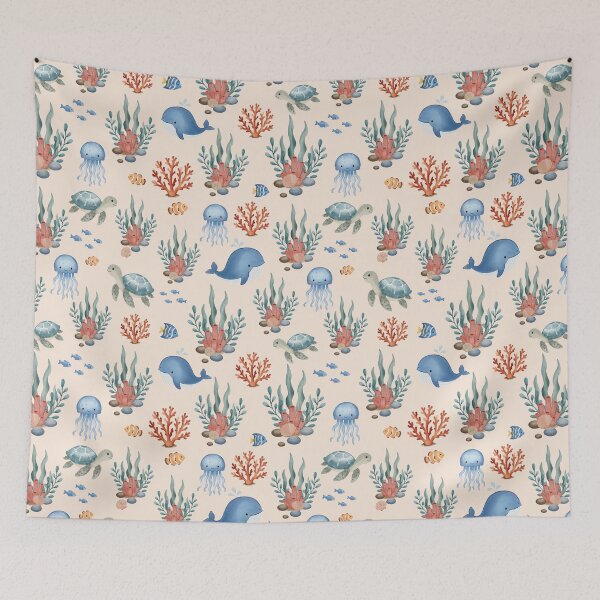 Item preview, Whimsical Ocean Friends Seamless Pattern designed and sold by SheHood.