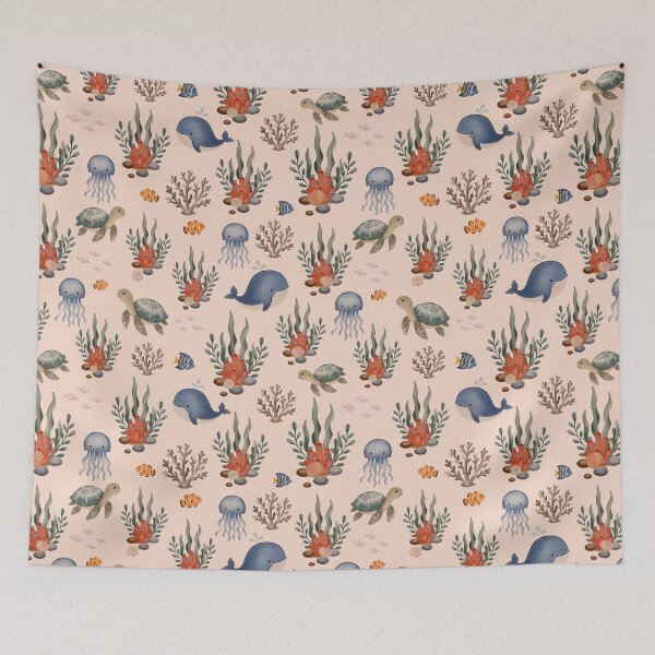 Item preview, Whimsical Ocean Friends Seamless Pattern designed and sold by SheHood.