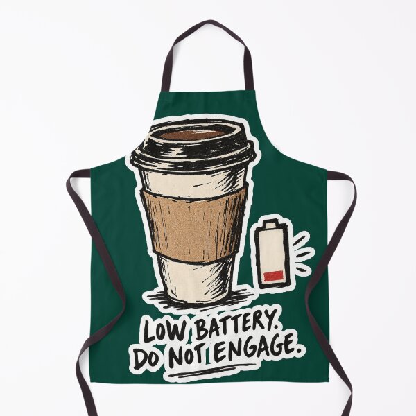 Item preview, Low Battery, Do Not Engage — Pre-Coffee Warning Label designed and sold by NuretroStudio.