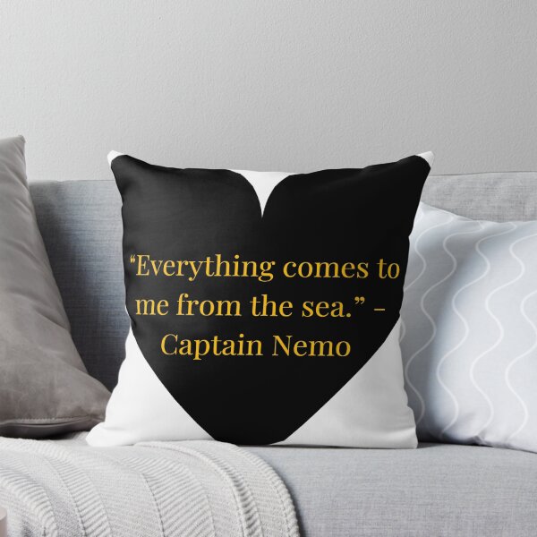 Item preview, Captain Nemo Quote – Twenty Thousand Leagues Under the Seas Gold Text Black Heart designed and sold by TheIconSmith.