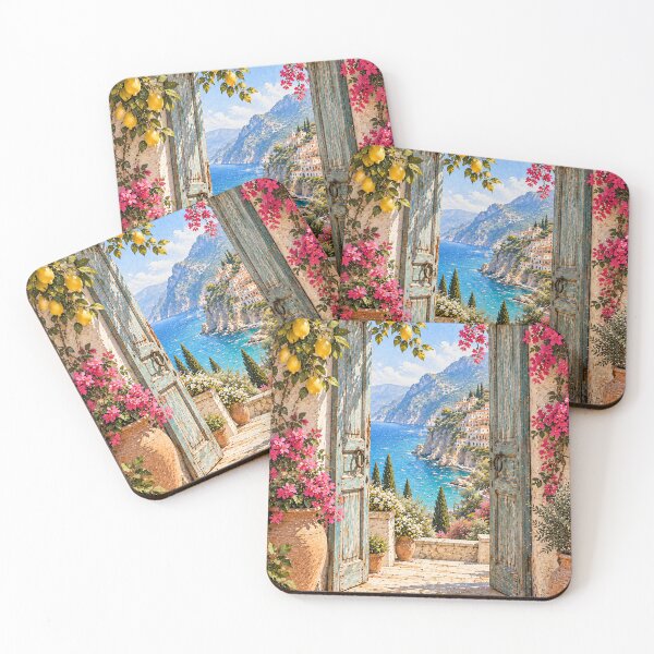 Item preview, Cottagecore Mediterranean Doorway Oil Painting Bougainvillea Coast designed and sold by Jozefin's Studio.