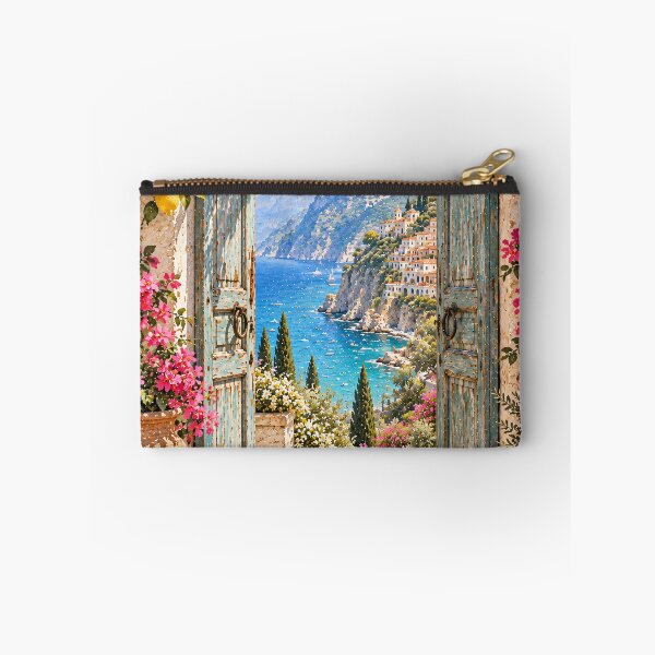Item preview, Cottagecore Mediterranean Doorway Oil Painting Bougainvillea Coast designed and sold by Jozefin's Studio.