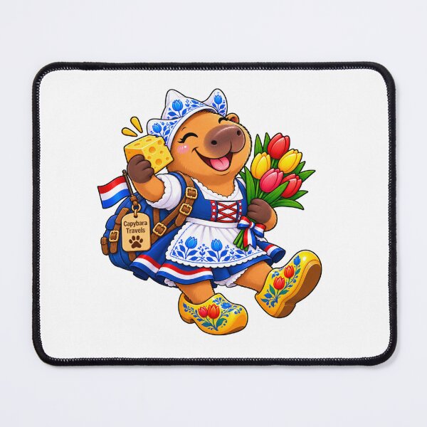 Item preview, Cute Dutch Capybara with Tulips and Clogs designed and sold by CapybaraTravels.