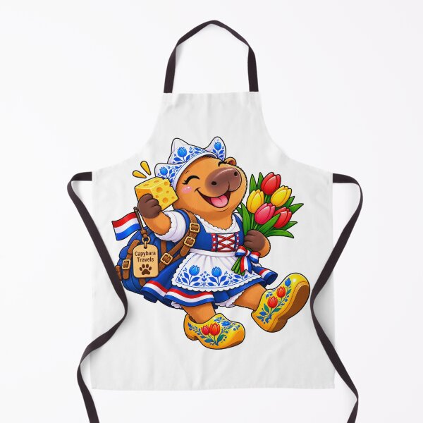 Item preview, Cute Dutch Capybara with Tulips and Clogs designed and sold by CapybaraTravels.