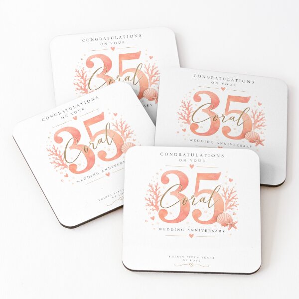 Item preview, Elegant Coral 35th Wedding Anniversary designed and sold by Aesthetic-Avenue.
