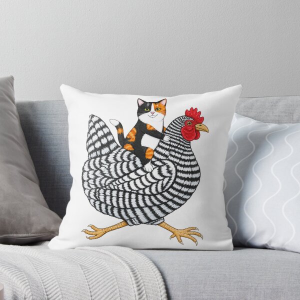 Item preview, Whimsical Calico Cat Riding a Chicken Illustration designed and sold by JessElle05.
