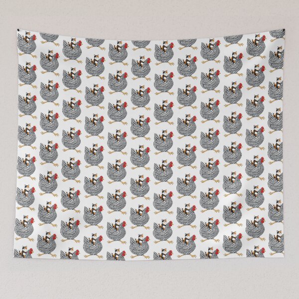 Item preview, Whimsical Calico Cat Riding a Chicken Illustration designed and sold by JessElle05.