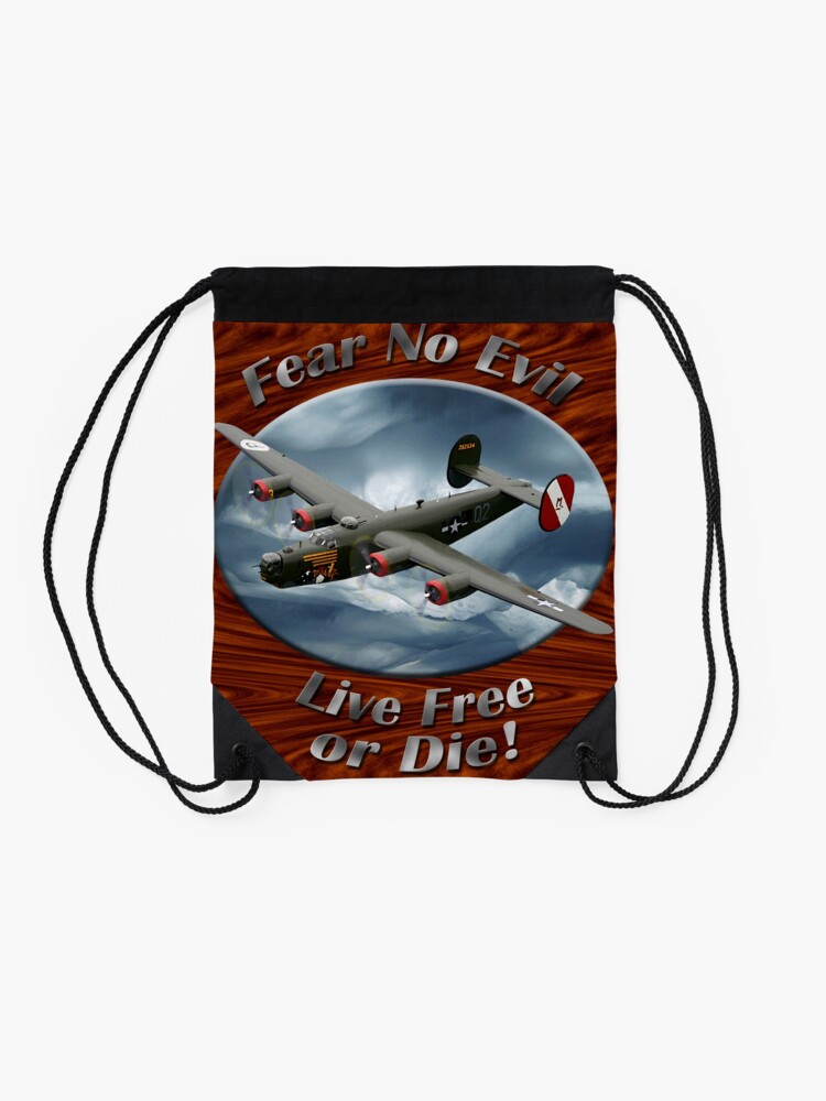 Alternate view of B-24 Liberator Fear No Evil Drawstring Bag