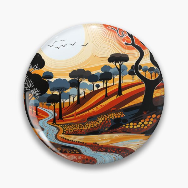 Item preview, Aboriginal Inspired Dot Art - Winding River Australian Outback Landscape designed and sold by GrinGalore.