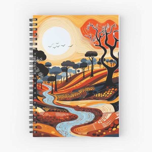 Item preview, Aboriginal Inspired Dot Art - Winding River Australian Outback Landscape designed and sold by GrinGalore.