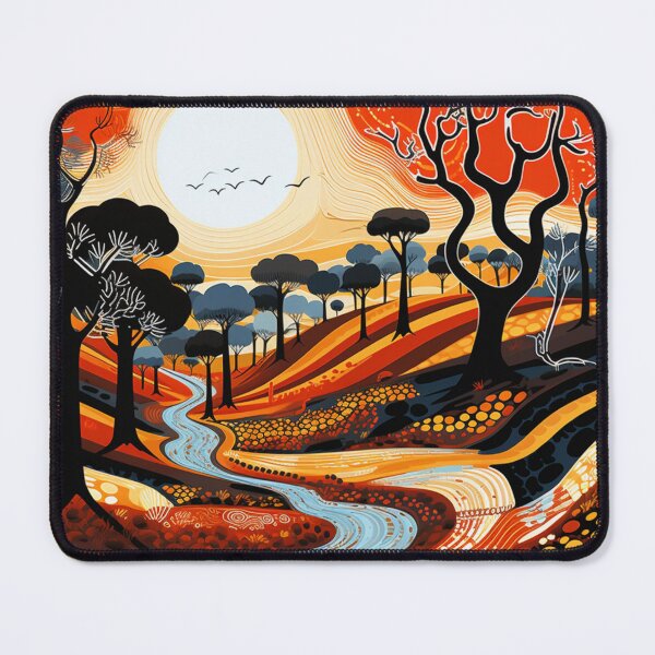 Item preview, Aboriginal Inspired Dot Art - Winding River Australian Outback Landscape designed and sold by GrinGalore.
