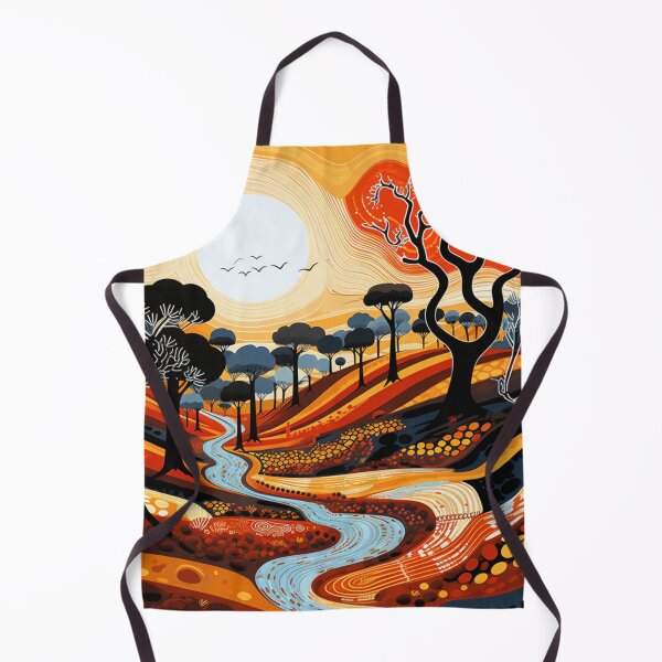 Item preview, Aboriginal Inspired Dot Art - Winding River Australian Outback Landscape designed and sold by GrinGalore.