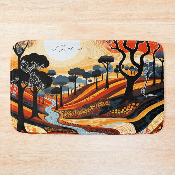 Item preview, Aboriginal Inspired Dot Art - Winding River Australian Outback Landscape designed and sold by GrinGalore.