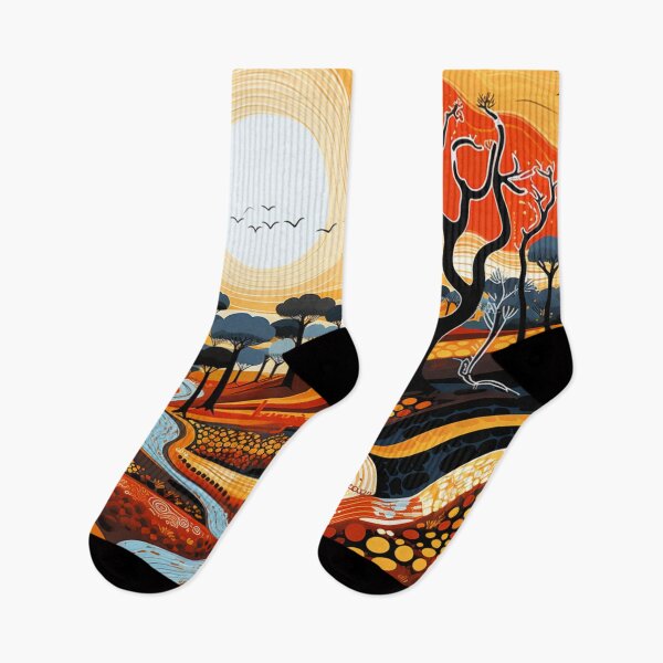 Item preview, Aboriginal Inspired Dot Art - Winding River Australian Outback Landscape designed and sold by GrinGalore.