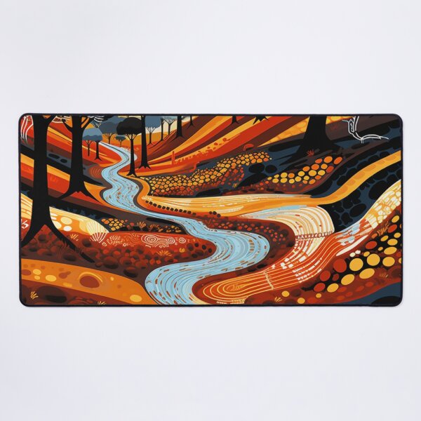Item preview, Aboriginal Inspired Dot Art - Winding River Australian Outback Landscape designed and sold by GrinGalore.