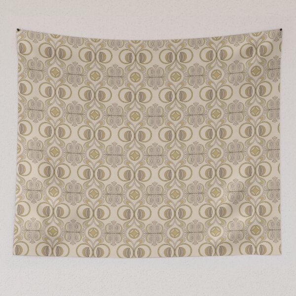 Item preview, Gustav Klimt Geometric Neutral Pattern Art Nouveau Gold Wallpaper Print designed and sold by Tamas Das.
