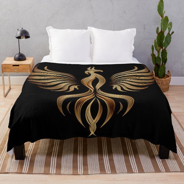 Item preview, Gold phoenix on black bg designed and sold by anytka.