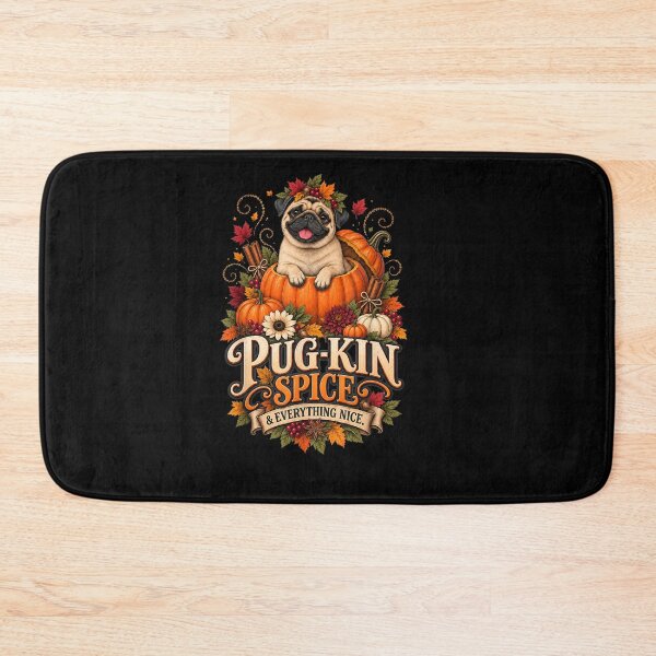 Aperçu de l'œuvre Pug-Kin Spice et tout ce qui est gentil Chien carlin rétro automne créée et vendue par Juansustait.