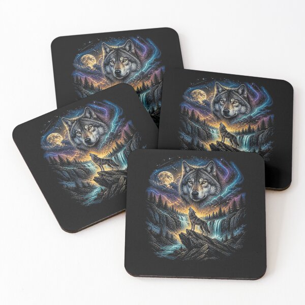 Item preview, Wolf Howling at the Moon Forest Wildlife Nature Graphic designed and sold by MatherFisher.