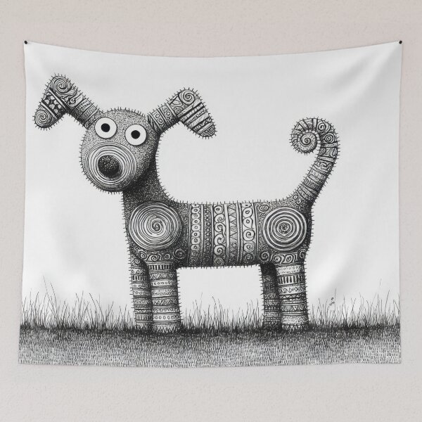 Item preview, Dog made of patterns in a field designed and sold by anytka.