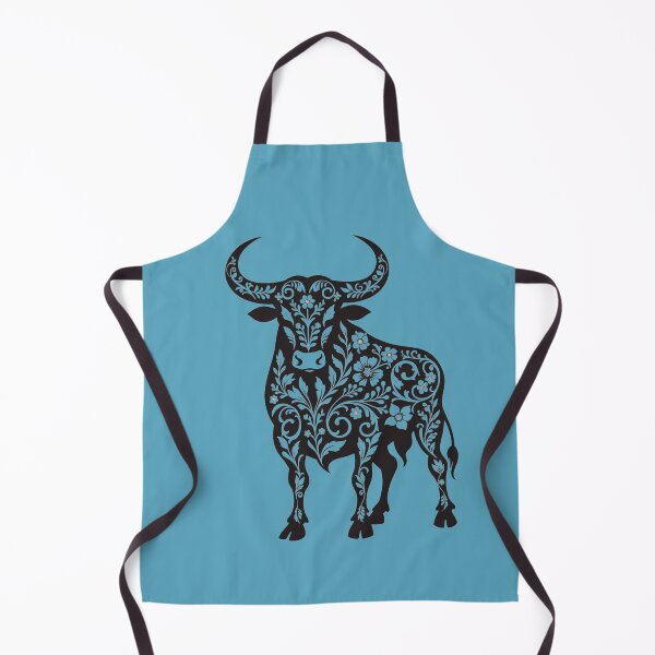 Item preview, Floral Bull Botanical Folk Art – Black and White Ornamental Cow designed and sold by Mousy17.
