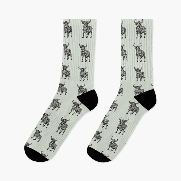 Item preview, Floral Bull Botanical Folk Art – Black and White Ornamental Cow designed and sold by Mousy17.