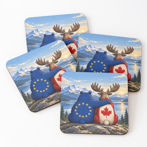 Item preview, European Union Canada - Bear and Moose - EU Canada Inspired Picture designed and sold by RR-Arts.