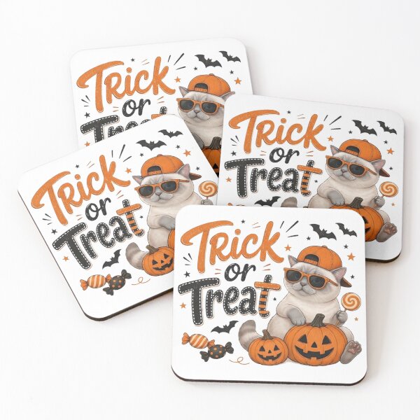 Item preview, Cool Cat Trick or Treat Halloween Cute Kitten with Pumpkin and Sunglasses  designed and sold by PetalsPaws.