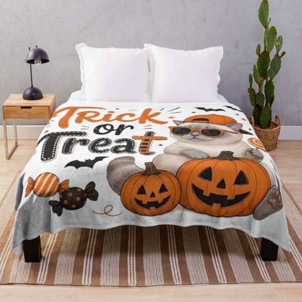 Item preview, Cool Cat Trick or Treat Halloween Cute Kitten with Pumpkin and Sunglasses designed and sold by PetalsPaws.