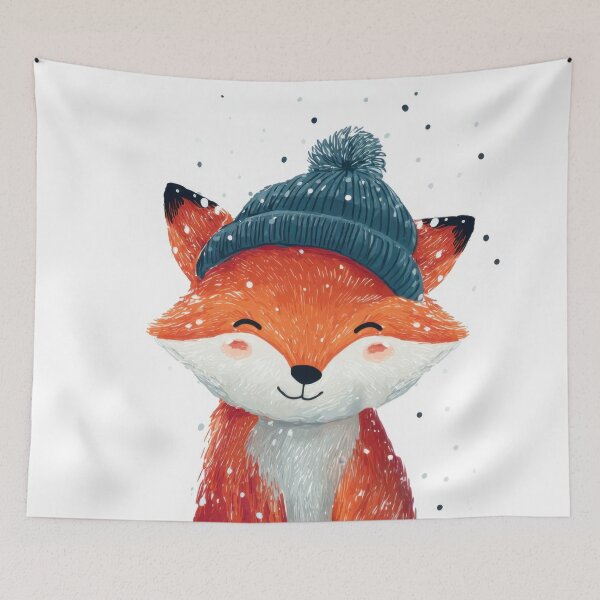 Item preview, Fox wearing a hat in winter scene designed and sold by anytka.