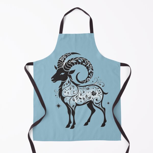 Item preview, Elegant Floral Ram Rammed Horn Goat – Black Botanical Folk Art designed and sold by Mousy17.