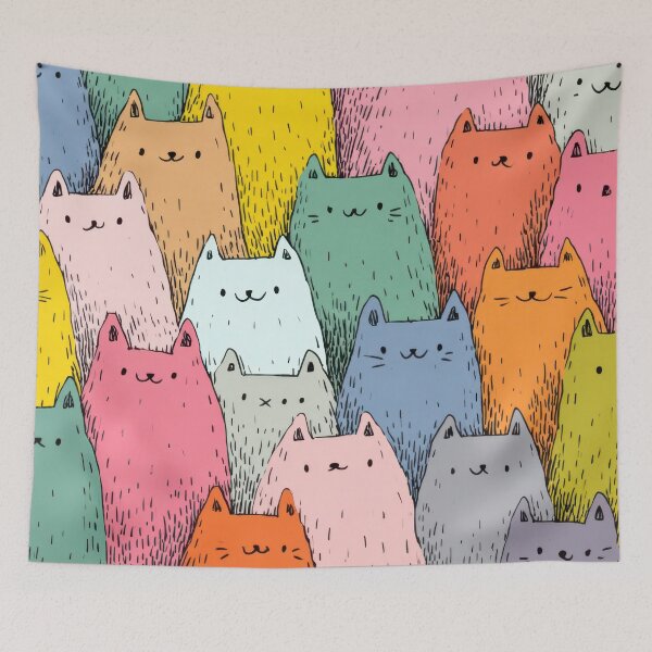 Item preview, Colored cats in a pattern designed and sold by anytka.