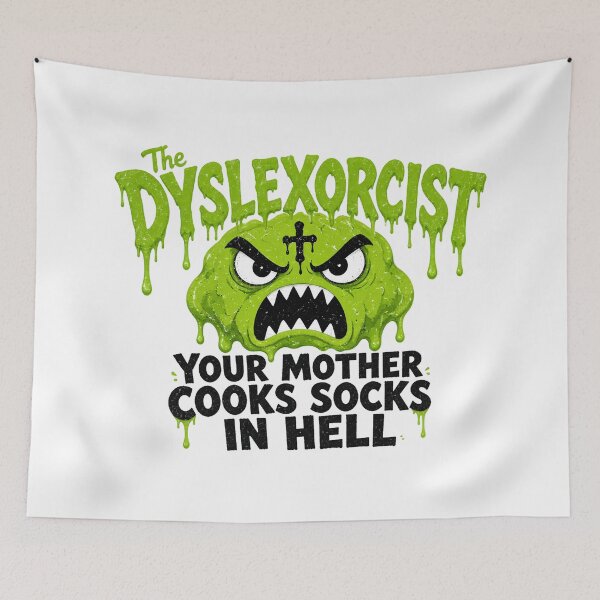 Item preview, The Dyslexorcist Horror Pun designed and sold by TshirtsOnline-.