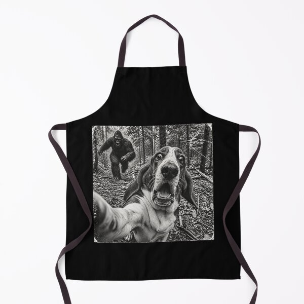 Item preview, Basset Hound Selfie Running from Bigfoot Funny Forest designed and sold by MatherFisher.