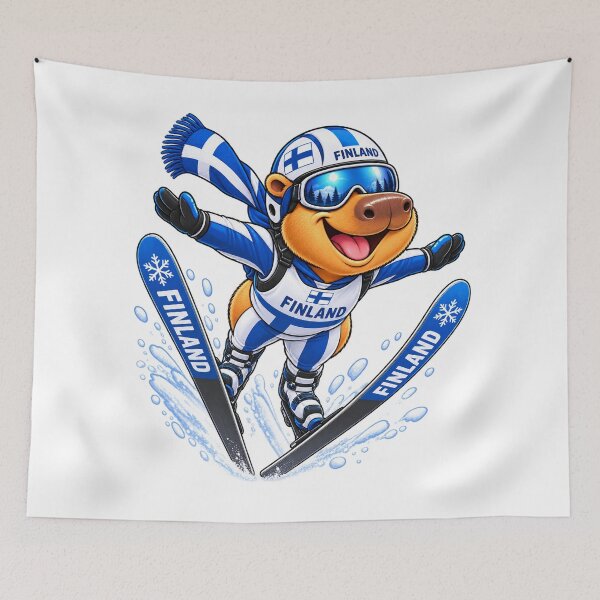 Item preview, Cute Finnish Capybara Ski Jumper designed and sold by CapybaraTravels.