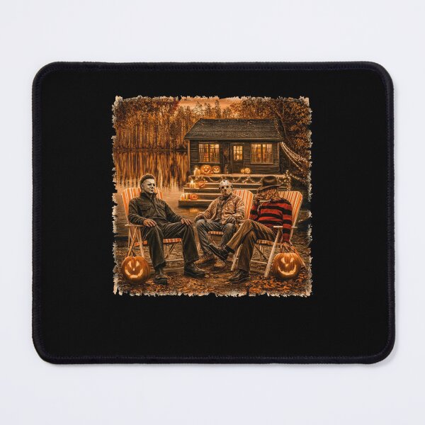 Item preview, Masked Horror Icons Relaxing at Halloween Lakeside Cabin designed and sold by thefirstbroo.