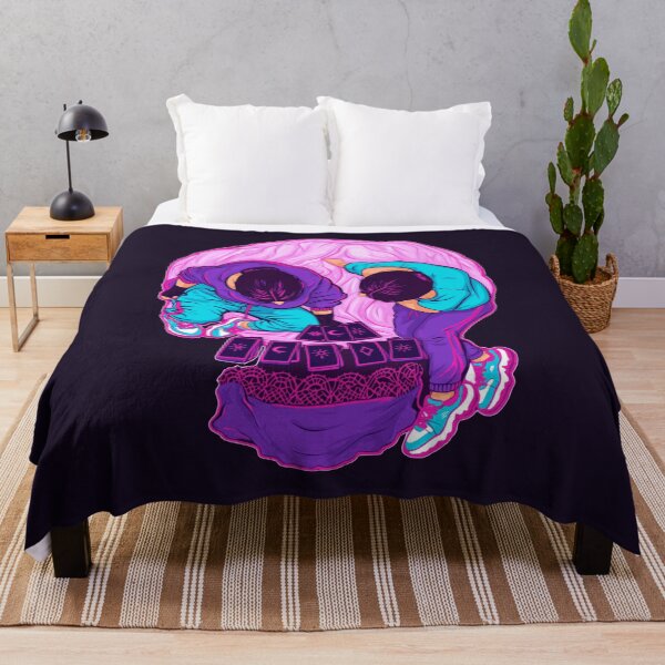 Item preview, Neon Retro Optical Illusion Tarot Card Skull Reading designed and sold by KungPowUnicorn.