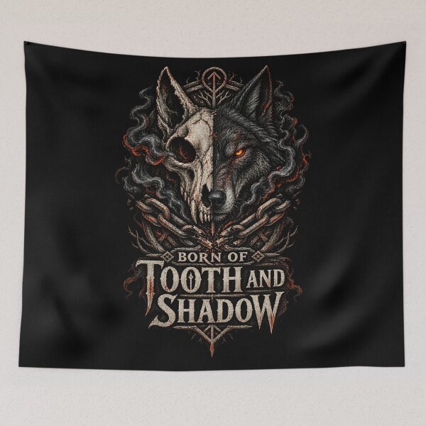 Item preview, Born of Tooth and Shadow – Norse Wolf Skull Viking Rune Art designed and sold by R3XFORGE.