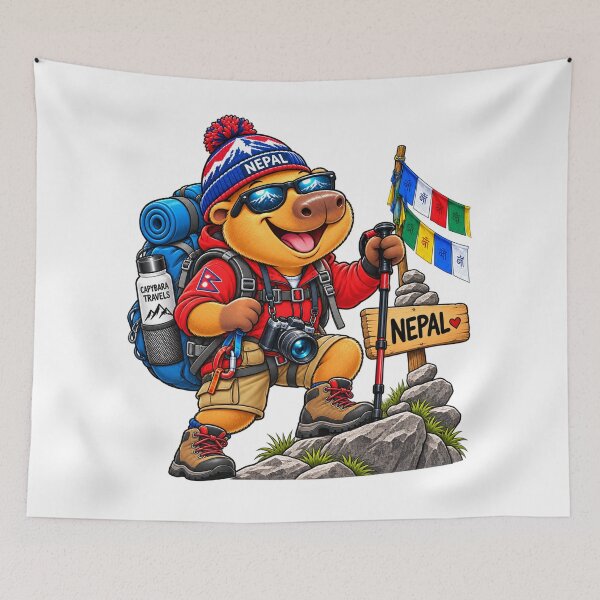 Item preview, Cute Nepal Capybara Himalayan Hiker designed and sold by CapybaraTravels.