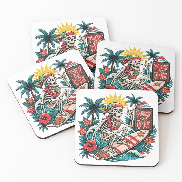 Item preview, Retro surfing skeleton designed and sold by DVerse Studio.