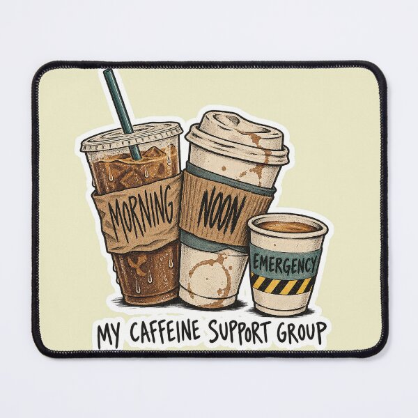 Item preview, My Caffeine Support Group — Morning, Noon, Emergency Coffee designed and sold by NuretroStudio.