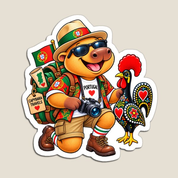 Item preview, Cute Portugal Capybara with Barcelos Rooster designed and sold by CapybaraTravels.