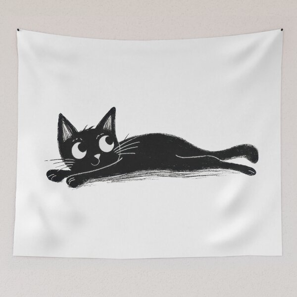Item preview, Cartoon cat lying on the ground designed and sold by anytka.