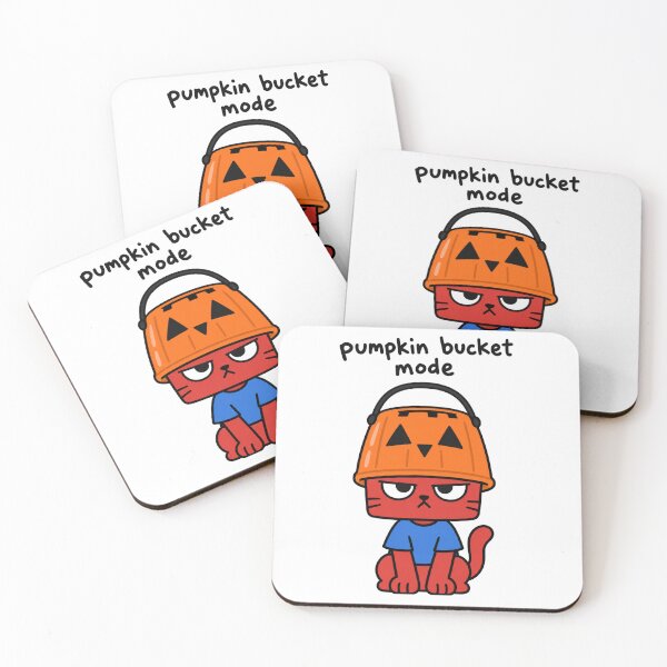 Item preview, Copy of  UpdatPumpkin Bucket Mode Cat – Funny Viral Halloween Meme Shirte Required — Funny Glitch Cat Coffee Lover Sticker designed and sold by AMBAYK.